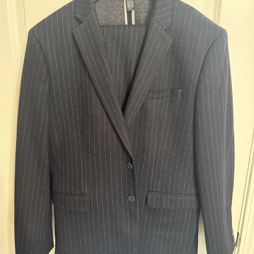 Express Navy and White Pinstripe Suit